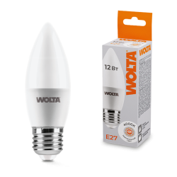 Светодиодная лампа WOLTA 12Вт 4000K Е27 свеча матовая 25SC12E27