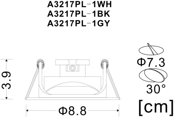Встраиваемый светильник Arte Lamp A3217PL-1BK