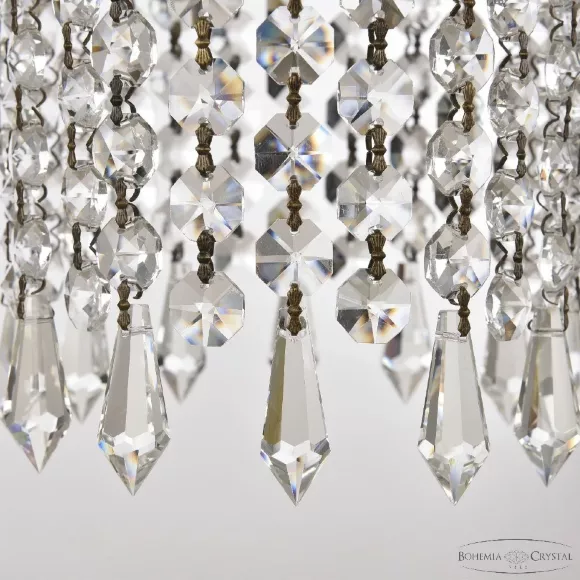 Подвесной светильник Bohemia Ivele Crystal 14781P/11 Pa Drops, Латунь, Прозрачный, Металл, декоративные элементы крупным планом