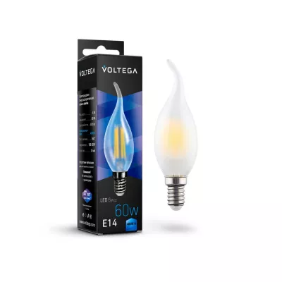 Лампа светодиодная Voltega E14 6W 4000К матовая VG10-CW2E14cold6W-F 7026