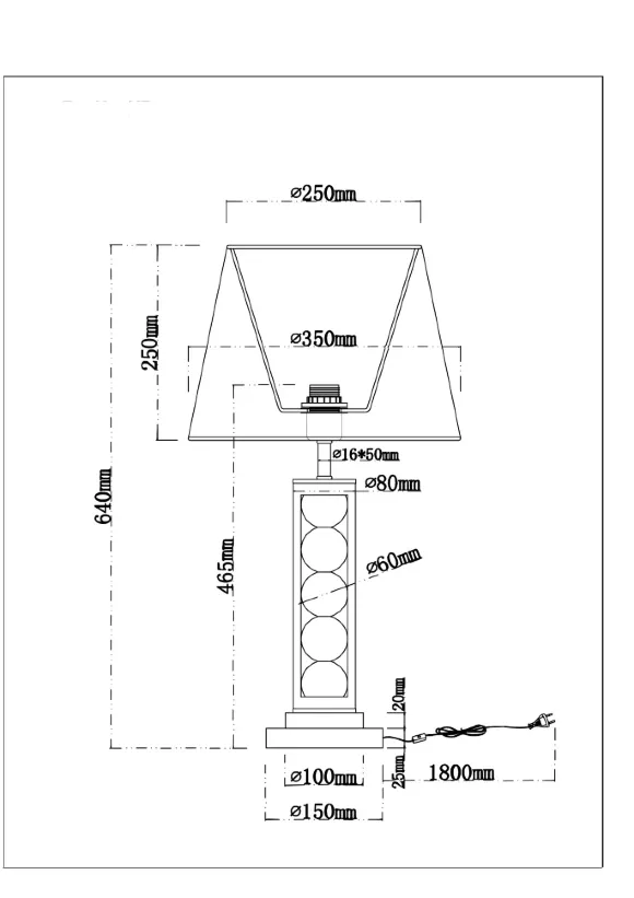 Схема размеров настольная лампа Arte Lamp Jessica A4062LT-1PB
