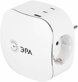 Разветвитель электрический ЭРА SP-3e-3USBAC-W на 3 розетки + 3 USB A+C с заземлением со шторками 16А белый Б0069081