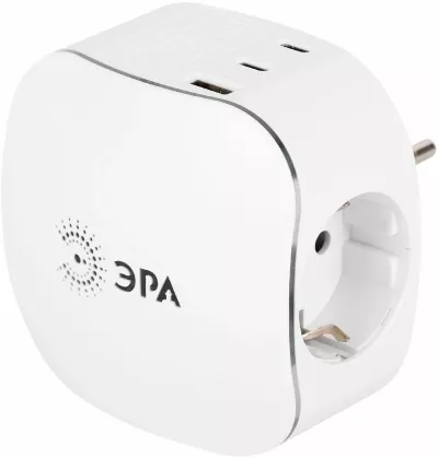 Разветвитель электрический ЭРА SP-3e-3USBAC-W на 3 розетки + 3 USB A+C с заземлением со шторками 16А белый Б0069081
