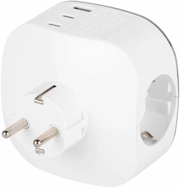 Разветвитель электрический ЭРА SP-3e-3USBAC-W на 3 розетки + 3 USB A+C с заземлением со шторками 16А белый Б0069081