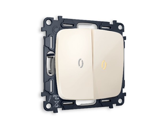 Комплект механизма 2-кл выключателя с подсветкой Ambrella Volt Omega MO304010