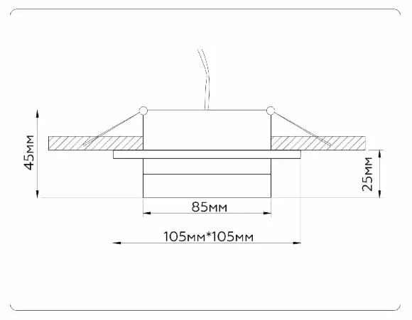 Схема размеров встраиваемый светильник Ambrella Light GX53 Acrylic Tech Techno Spot TN52421 Схема размеров встраиваемый светильник Ambrella Light GX53 Acrylic Tech Techno Spot TN52421