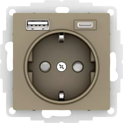 Розетка 16А с USB A+C (5В/2,4А/3 А, 2х5В/1,5А) Systeme Electric AtlasDesign ATN000532