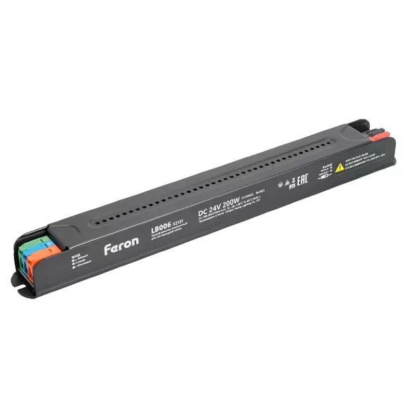 Трансформатор для светодиодной ленты с диммированием Feron LB006 200W 24V IP20 52131 Трансформатор для светодиодной ленты с диммированием Feron LB006 200W 24V IP20 52131