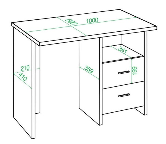 Стол письменный Домино Лайт СКЛ-Прям100 MER_SKL-Pryam100_KSH