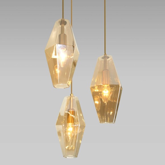 Подвесная люстра Eurosvet Prism 50236/3 янтарный a058960