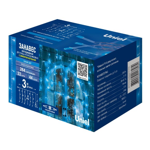 Уличная гирлянда Uniel ULD-C3020-264/TTK BLUE IP44 UL-00010919
