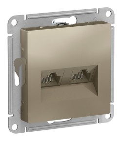 Розетка двойная компьютерная RJ45+RJ45, кат.5E, механизм Systeme Electric AtlasDesign Шампань ATN000585