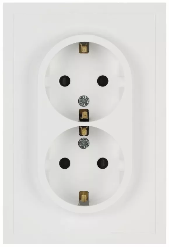 Розетка Эра Galaxy 15-2105-08 с заземлением двойная 2X2P+E Schuko со шторками IP20 16А-250В белый матовый Б0070711