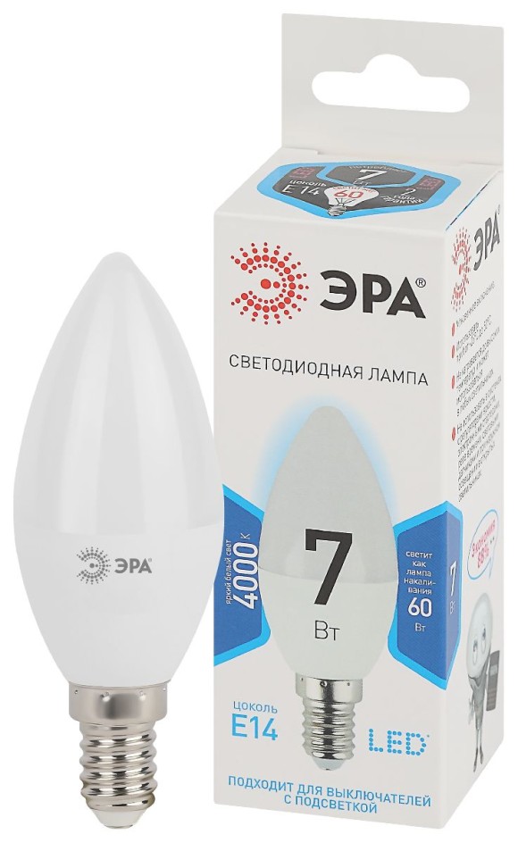 Лампа светодиодная Эра E14 7W 4000K LED B35-7W-840-E14 Б0020539