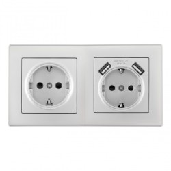Розетка двойная (двухпостовая) c USB Arte Milano SET06-2-47-1-40-1 silver