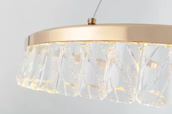 Подвесная люстра Rivoli Erika 6131-103 Б0061966, Золото, Прозрачный, Теплый белый, крупный план Подвесная люстра Rivoli Erika 6131-103 Б0061966, Золото, Прозрачный, Теплый белый, крупный план