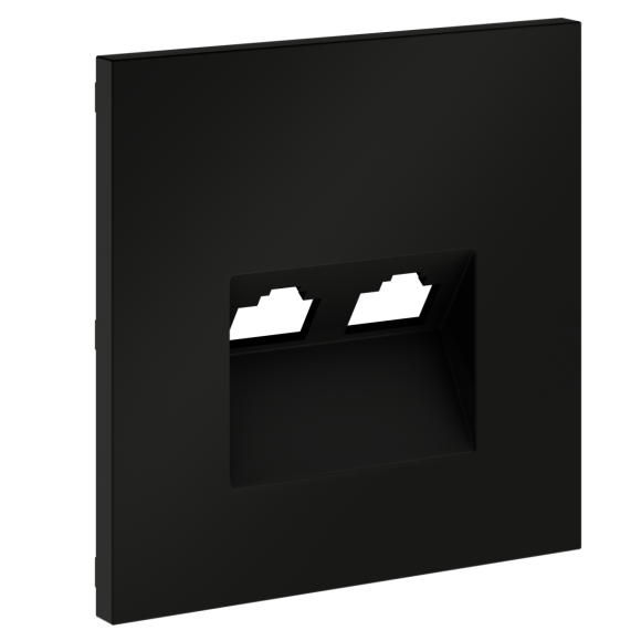 Накладка для розетки компьютерной двойной RJ45+RJ45 кат.6 Voltum S70 (черный матовый) VLS001408