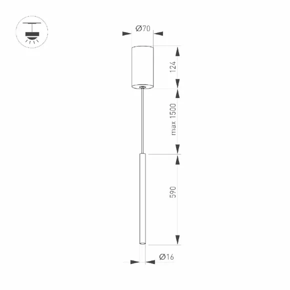 Подвесной светильник Arlight SP-UMBRA-HANG-V-L600-10W Warm3000 036948(1), вид сбоку Подвесной светильник Arlight SP-UMBRA-HANG-V-L600-10W Warm3000 036948(1), вид сбоку