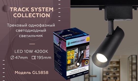 Трековый однофазный светильник Ambrella Light Track System GL5858
