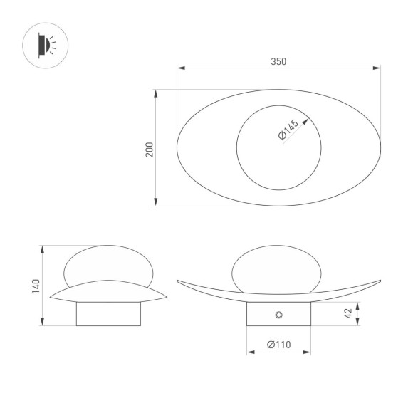 Настенный светильник Arlight SP-PERLEN-WALL-L350-6W Warm3200-MIX (WH, 150 deg, 230V, TOUCH-DIM) (IP20 Металл) 057590