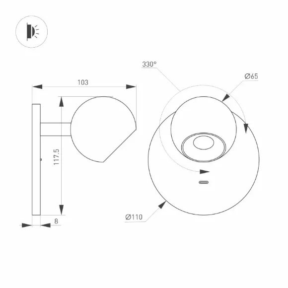 Настенный светильник Arlight SP-OTTORI-WALL-CHARGE-6W Warm3000 (WH, 30 deg, 230V, USB-C) (IP20 Металл) 058477, Белый, Теплый белый, Современный стиль Настенный светильник Arlight SP-OTTORI-WALL-CHARGE-6W Warm3000 (WH, 30 deg, 230V, USB-C) (IP20 Металл) 058477, Белый, Теплый белый, Современный стиль