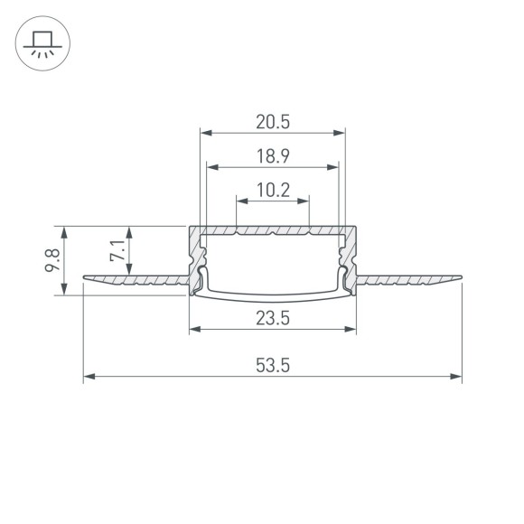Профиль Arlight FANTOM-W20-H10-3000 ANOD (Алюминий) 062556