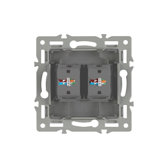 Механизм компьютерной розетки двойной Arlight SCT-MPC2-PL-GR (RJ-45, CAT6) 045338