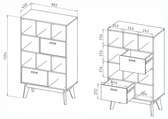Стеллаж комбинированный Радиорама 2104.М2 MEL_2104