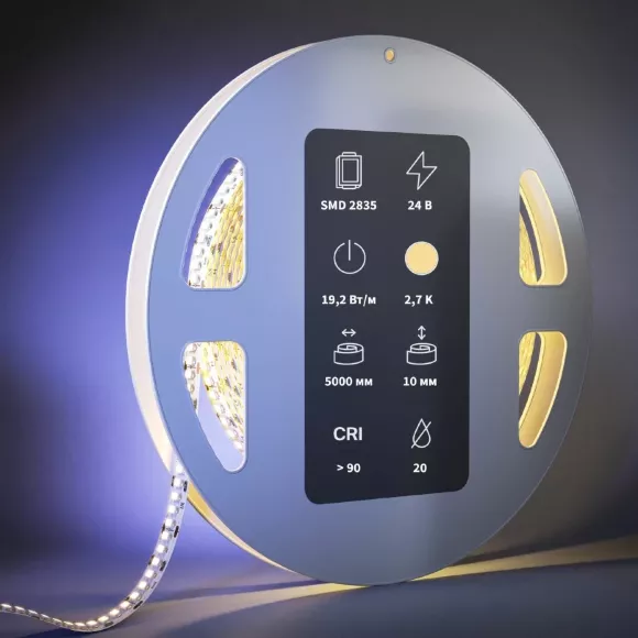 Светодиодная лента Maytoni Ultra 24В 2835 19,2Вт/м 2700K 5м IP20 201214 Светодиодная лента Maytoni Ultra 24В 2835 19,2Вт/м 2700K 5м IP20 201214