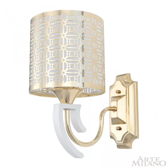 Бра Arte Milano Florentia-8857 308857/1W Wh/Gd, Золото, Белый, Металл Бра Arte Milano Florentia-8857 308857/1W Wh/Gd, Золото, Белый, Металл