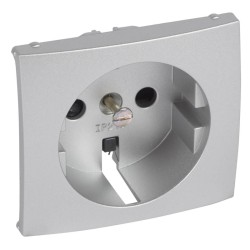 Лицевая панель Legrand Valena розетки 2К+З со шторками алюминий 770257