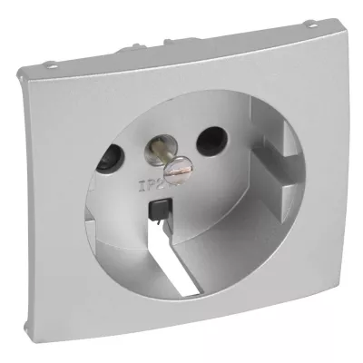 Лицевая панель Legrand Valena розетки 2К+З со шторками алюминий 770257
