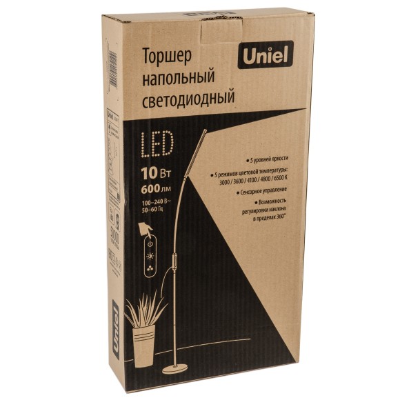 Торшер Uniel ULM-T619 10W/3000-6500K/DIM BLACK UL-00010178