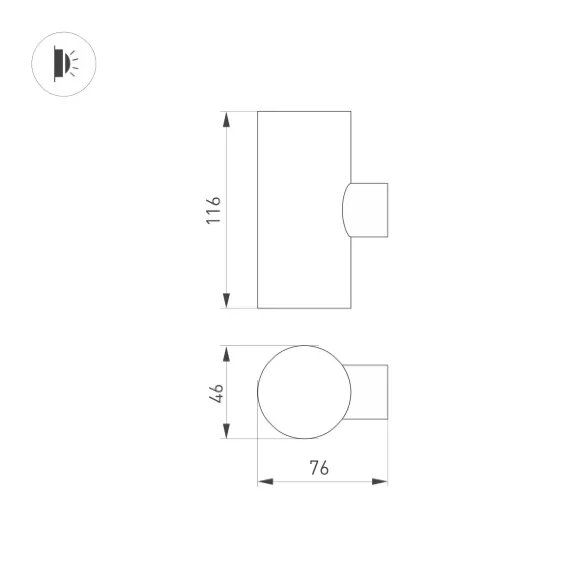 Схема размеров уличный настенный светильник Arlight KT-Ray-Wall-Twin-R46-2x3W Day4000 034136 Схема размеров уличный настенный светильник Arlight KT-Ray-Wall-Twin-R46-2x3W Day4000 034136