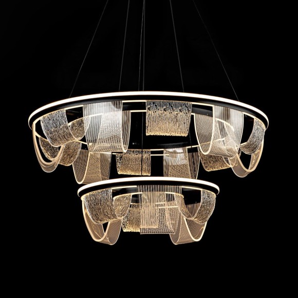 Подвесная светодиодная люстра с пультом управления LED4U L7706-800-460 BK