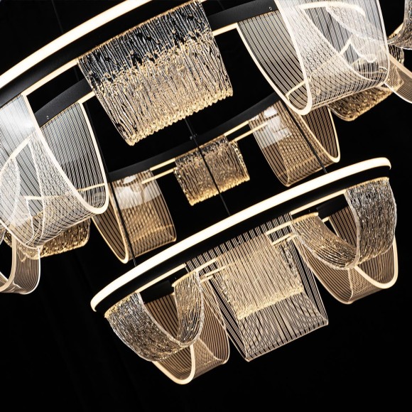 Подвесная светодиодная люстра с пультом управления LED4U L7706-800-460 BK