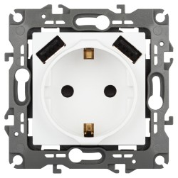 Розетка со шторами и 2 USB Эра 12-4109-01М Б0065728