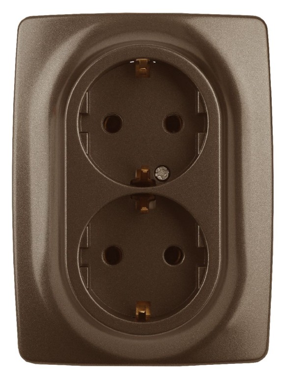 Розетка 2X2P+E Schuko со шторками Эра 12-2108-13 Б0036449