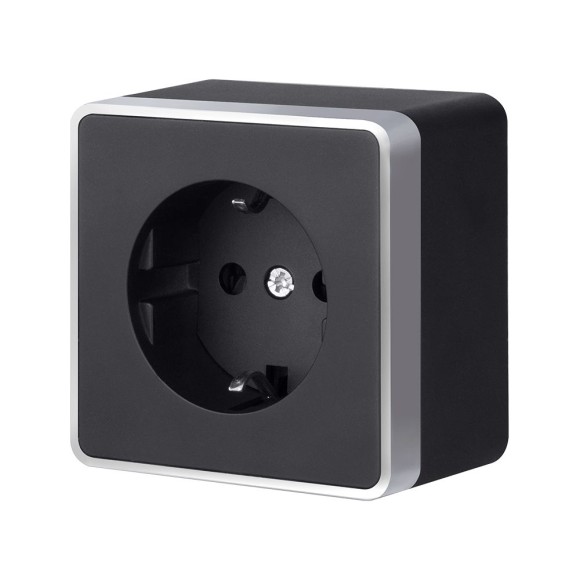 Розетка с заземлением Werkel Gallant (черный с серебром) W5071034 4690389164507 a051146