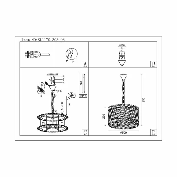 Подвесная люстра ST Luce Fabio SL1170.303.06, Золото, Прозрачный, Металл Подвесная люстра ST Luce Fabio SL1170.303.06, Золото, Прозрачный, Металл