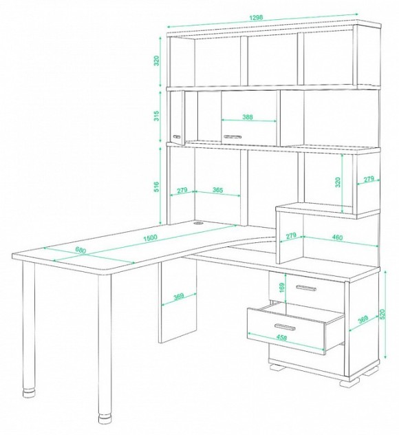 Стол компьютерный Домино СР-420/150 MER_SR-420-150-SHKK-CH-LEV