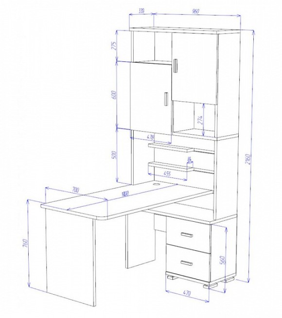 Стол компьютерный Домино СР-720/180 MER_SR-720-180-NBEN-LEV