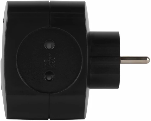 Разветвитель электрический ЭРА SP-4-3USBAC-B на 4 розетки + 3 USB A+C со шторками 10А черный Б0069084