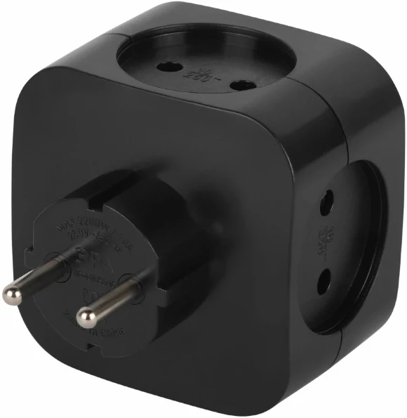 Разветвитель электрический ЭРА SP-4-3USBAC-B на 4 розетки + 3 USB A+C со шторками 10А черный Б0069084