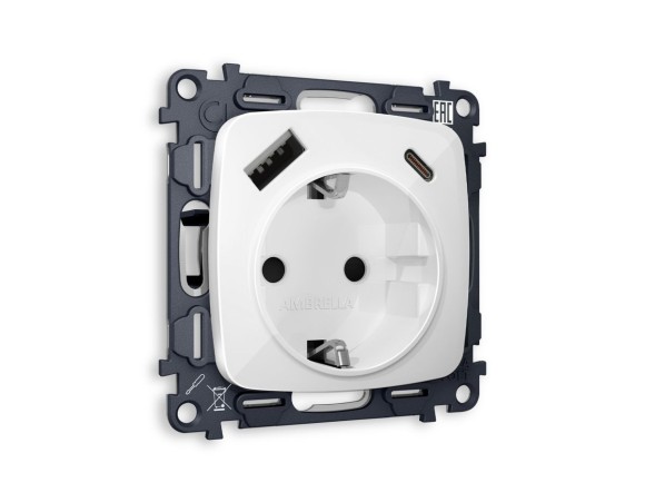 Комплект механизма электрической розетки USB A+C 20W Ambrella Volt Omega (OP1100, VM160) MO110010