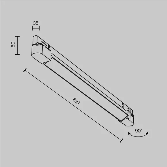 Трековый трехфазный светильник Maytoni Technical Basis TR196-3-20W2.7K-B(N), Черный, Теплый белый, Алюминий
