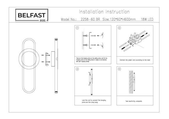 Настенный светильник Belfast Witham 2258-60 BR
