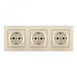 Розетка тройная (трехпостовая) с/з и шторками Arte Milano SET06-3-40-1x3 shampan