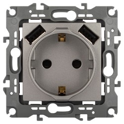Розетка со шторами и 2 USB Эра 12-4109-16 Б0065729