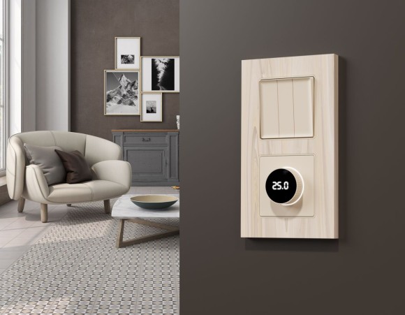 Лицевая панель Alfa (Бежевый матовый) для терморегулятора теплого пола с цифровым дисплеем Quant Ambrella Volt AP3258